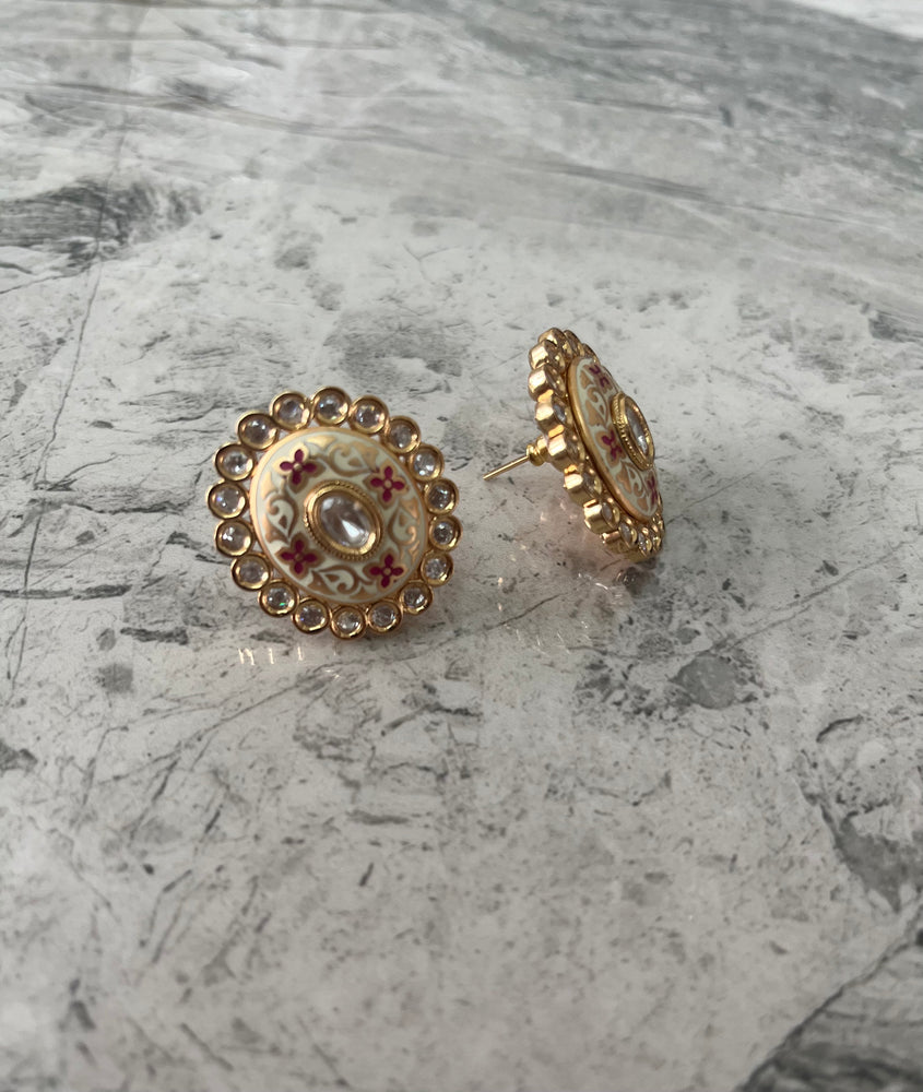 Classic Gold/Maroon Earrings