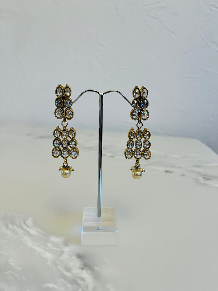 Stylish Silver and Gold Necklace with Beautiful Dangle Earrings